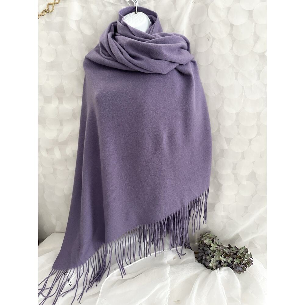 PUR CASHMERE 100% Cashmere Wrap Pashima Shawl Lavender Fringed INNER MONGOLIA - Picture 2 of 9